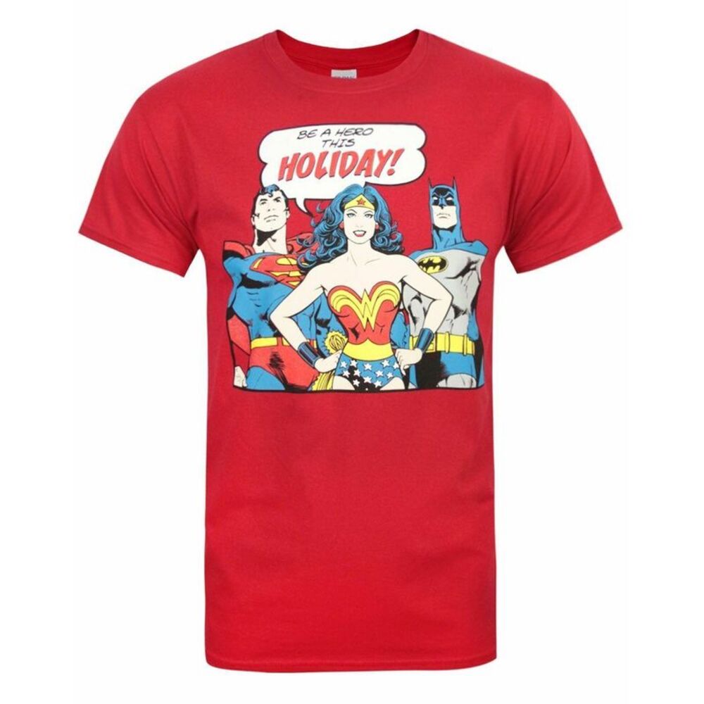 DC Comics Mens Be A Hero T-Shirt / Red